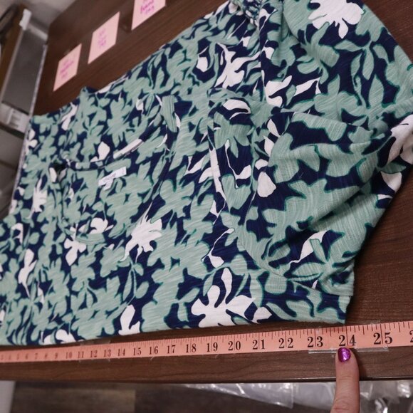 Chico's Floral Smocked Cuff Tee Womens XL Blue Bloomcore Peasant Boho Hippie‎ - Picture 12 of 16